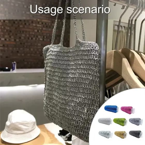 Alilin 200g Rolo Metálico De Crochê Linha De Tricô De Poliéster Para Tecelagem