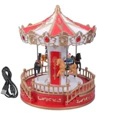 Alilin LED Iluminando Caixa De Música Rotativa Carrossels De Natal Decoração Ornamento Com Melodias Para Reuniões Famili
