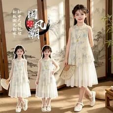Vestido Sem Mangas Estilo Chinês Para Meninas , Saia De Verão Infantil Cheongsam Crianças Médias E Grandes , Novo , 2026
