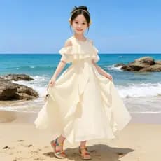 Meninas Vestido De Verão 2026 Manga Curta Saia De Chiffon Infantil Moda Elegante Longa Média E Grande Para Curta20260704