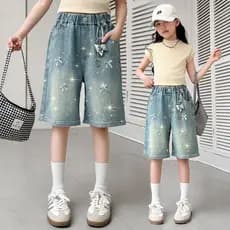Calças Jeans capri Para Meninas , Estilo Fino De Verão , Mais Velhas , Ajuste Solto20260605