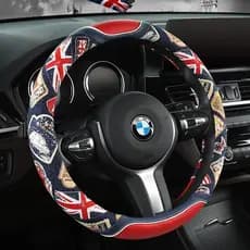 Capa de volante capa de volante de carro quatro estações Universal respirável estilo britânico linho de couro antiderrap