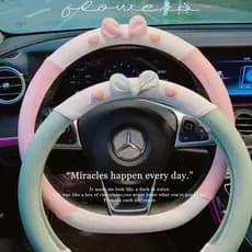 Capa de volante capa de volante de carro verão capa de volante de couro bonito desenho animado antiderrapante resistente