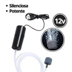 Bomba de Ar Oxigenio USB Aquário Compressor Silencioso Portátil 12v Aerador Tanque Lambari Isca Viva