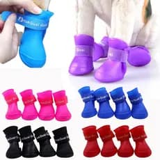 Tenis Botinha Sapato De Silicone Para Cachorro Flexível Antiderrapante Pet a Prova D'água 4 Unidades
