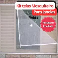 Kit Tela Mosquiteiro Para Janela Proteção Contra Insetos Com Velcro Auto Adesiva