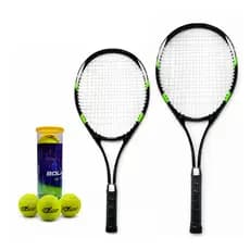 Kit 2 Raquetes Tênis capa Adulto Iniciantes Amadores 69cm Leve + 3 Bolas Profissional Treino Jogos