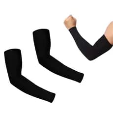 Kit Par Manguito Preto Esportivo Proteção Solar UV Ciclismo Vôlei Moto Futebol