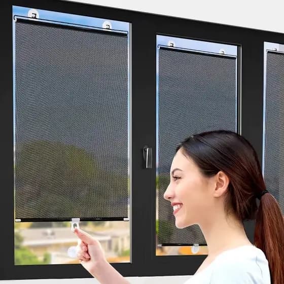 Cortina Persiana Blackout Janela Solar Proteção UV Retrátil Ventosas Sala Escritório Carro Quarto Automovel