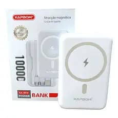 KAPBOM Carregador Portátil Power Bank 10000mAh Indução Ios Android