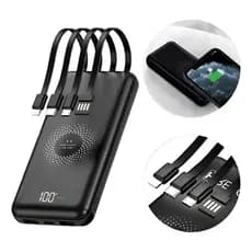 Power Bank 20mah Carregamento Indução + 4 Cabos Display