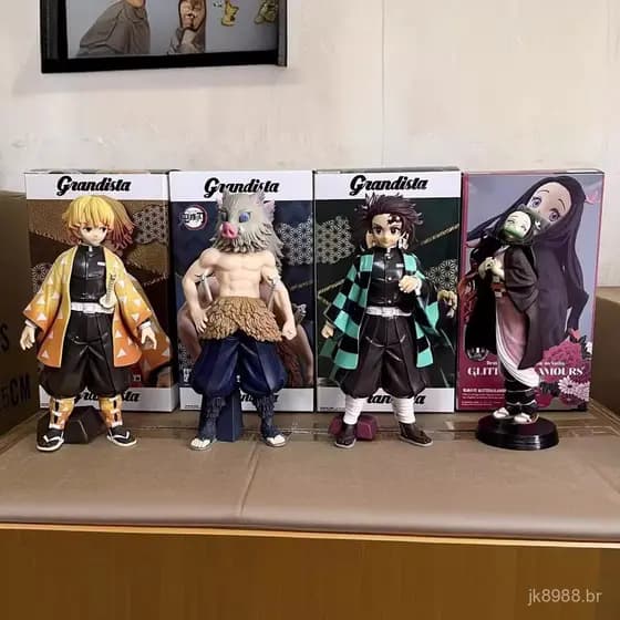 Figura Colecionável Demon Slayer Kamado Zenitsu Tanjiro Nezuko em Caixa, Brinquedo Decorativo