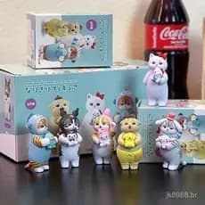 Caixa surpresa estilo japonês, gato fofo Fushandi, My Melody em fantasia, peixe feio, estatueta de gatinho, mini boneca.