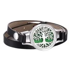 Pulseira Bracelete Couro Difusor Aromas Óleos Essenciais