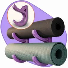 Par Suporte de Parede Duplo Para 2 Tapetes Colchão Yoga Pilates Exercícios