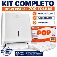 KIT DISPENSER INTERFOLHA + PAPEL TOALHA P/ EMPRESA CONSULTÓRIO RESTAURANTE ESCRITÓRIO NOBRE