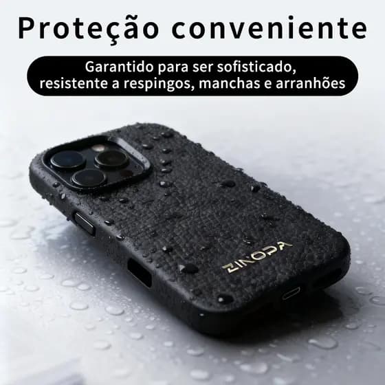 Capa Magsafe de Couro para iPhone 13/14/15/16/17 Pro Max com Adsorção Magnética, Antichoque e Protetor de Câmera