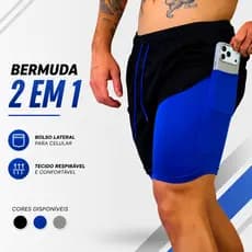 Bermuda Masculina 2 em 1 Academia Color Masculina