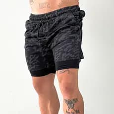 Bermuda Short Masculino 2 em 1 Forro Duplo Fitness para Atividades físicas academia