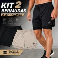Kit 2 Shorts 2 em 1 Kraken Performance, Tecnologia e Conforto em Cada Detalhe