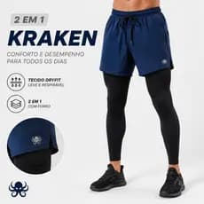 Calça Legging KRAKEN Masculina com Shorts Sobreposto