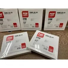 Kit 5 Painéis Plafon LED Pop Light Quadrado Sobrepor 24W 6500K Luz branca Bivolt