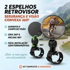 Espelho Retrovisor Bicicleta Bike Convexo 360º Giratório