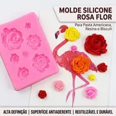 Molde Silicone Rosa Flor Pasta Americana Resina Biscuit