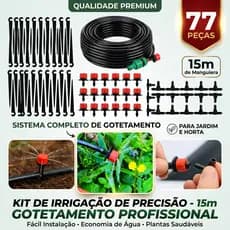 Kit de Irrigação 15m Irrigador para Jardim Completo 77 Peças Plantas Horta Dispositivo de Gotejamento