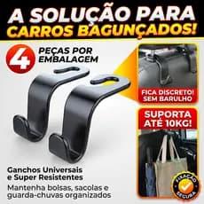 Gancho Universal Carros Porta Sacolas Bolsa Organizador Automotivo Mão Cabide Clip Fixação Banco Encosto Cabeça Veicular