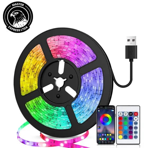 Fita Led Rgb 5050 Rolo 5m 16 Cores Ip65 + Fonte + Controle