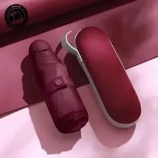 Mini Guarda-Chuva Vermelho Portátil com Estojo UPF 50+