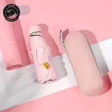 Mini Guarda-Chuva Rosa Portátil com Estojo UPF 50+