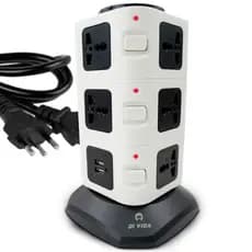 Tomada Elétrica Vertical 4 Saídas Universais 2 Usb 2500w Cor Branco