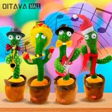 Brinquedo Cacto Dançante E Falante Interativo Com Led Som Toca Música Dança Repete A Fala