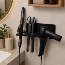 Suporte Multifuncional De Parede Para Secador Chapinha e Babyliss Organizador De Banheiro 3 Em 1 Resistente