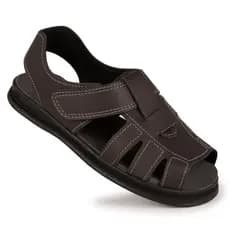 Sandália Masculina Ortopédica Confortável Couro Sintético Premium Leve Antiderrapante Casual Verão