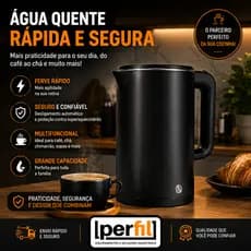 Chaleira Elétrica Chaleira Agratto Chaleira 1,8L 220V Preta Dupla Camada Inox Automática