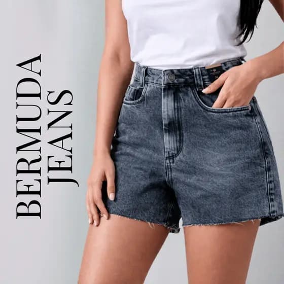 Short Jeans Feminino Preto Stonado Cintura Alta Barra Desfiada 100% Algodão Casual Com Bolsos