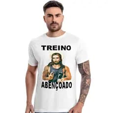 Camiseta Academia unissex - "Treino Abençoado" - Jesus Maromba, Treino, , camisa