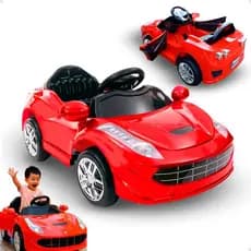 Carro Elétrico Esportivo Infantil Vermelho 12V 4,5Ah – Controle Remoto, Luzes, Som & Marcha Ré