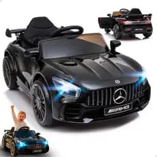 Carro Elétrico Infantil Mercedes Benz GTR Small Preto 12V 4.5AH com Controle Remoto, Luzes e Cinto de Segurança