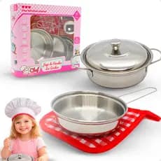 Kit Mini Panelas Inox Cozinha Infantil 6 Peças - Tiggy