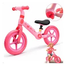Bicicleta De Equilíbrio Sem Pedal Dino Rosa Balance Aro 12 - Tiggy