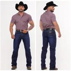 Calça MASCULINA COUNTRY Boiadeiro TRADICIONAL Rodeio Montaria com Lycra Elastano Jeans Grosso
