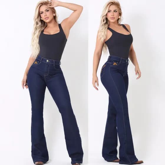 Calça FLER BORDADA Jeans Grosso Texana Montaria Rodeio Com Lycra