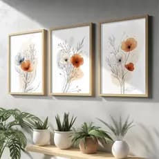 quadros decorativos para sala cozinha escritório grande flores minimalista abstrato moldura madeira