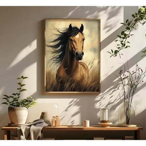 quadros decorativos paisagem cavalo para quarto casal sala escritório grande com moldura