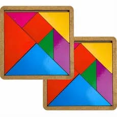 kit 2 tangram jogo educativo brinquedo pedagógico de madeira colorido