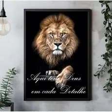 Quadros Decorativos Leão Judá Grande Quarto Sala Cozinha COM MOLDURA MADEIRA